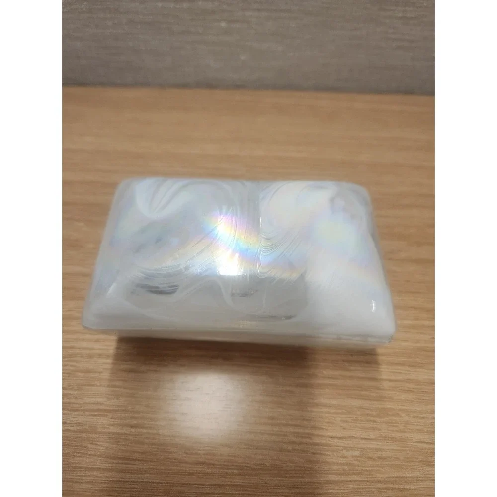 Vintage White Swirled Opulent Glass Lidded Trinket Or Jewelry Box Crowning Touch